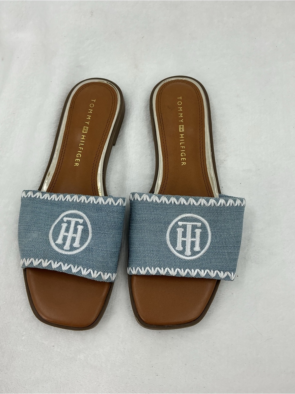 Tommy Hilfiger Denim Blue Logo Slide Mules B76